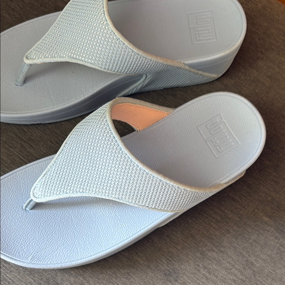 FitFlop Soft Baby Blue Slide Sandals - Picture 4 of 13